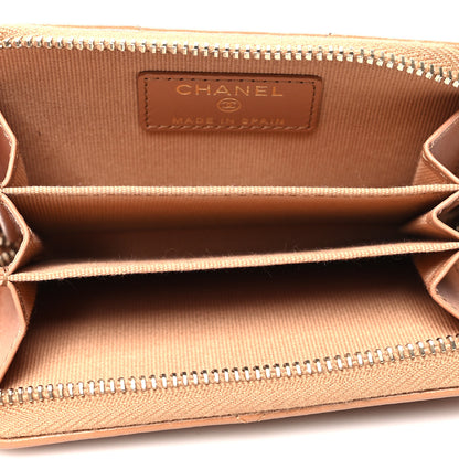 Chanel Lambskin Quilted Chanel 19 Zip Around Coin Purse Wallet Brown 5 of 9