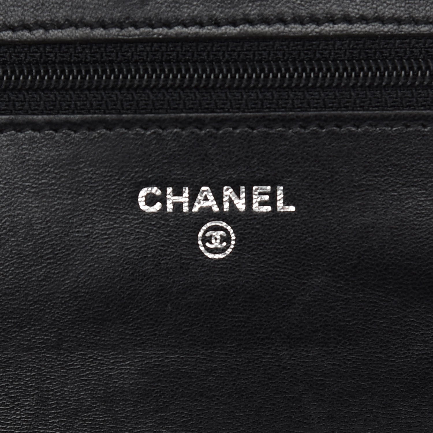 Chanel Lambskin Camellia Embossed Wallet on Chain WOC Black 6 of 11