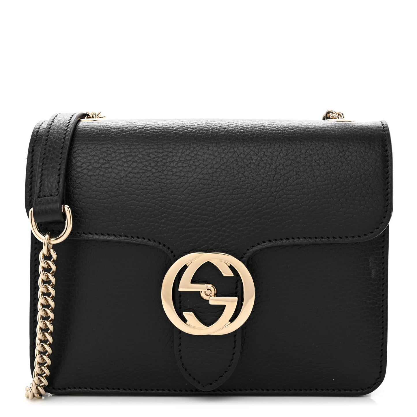 Dollar Calfskin Small Interlocking G Shoulder Bag Black