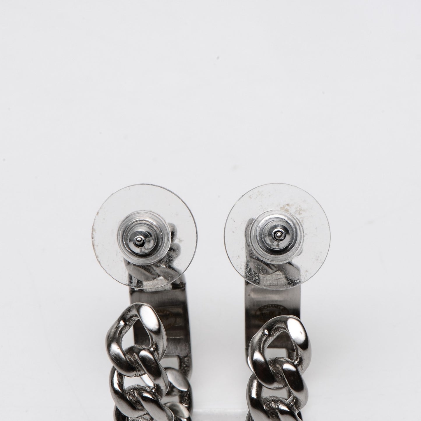 CC Chain Hoop Earrings Silver