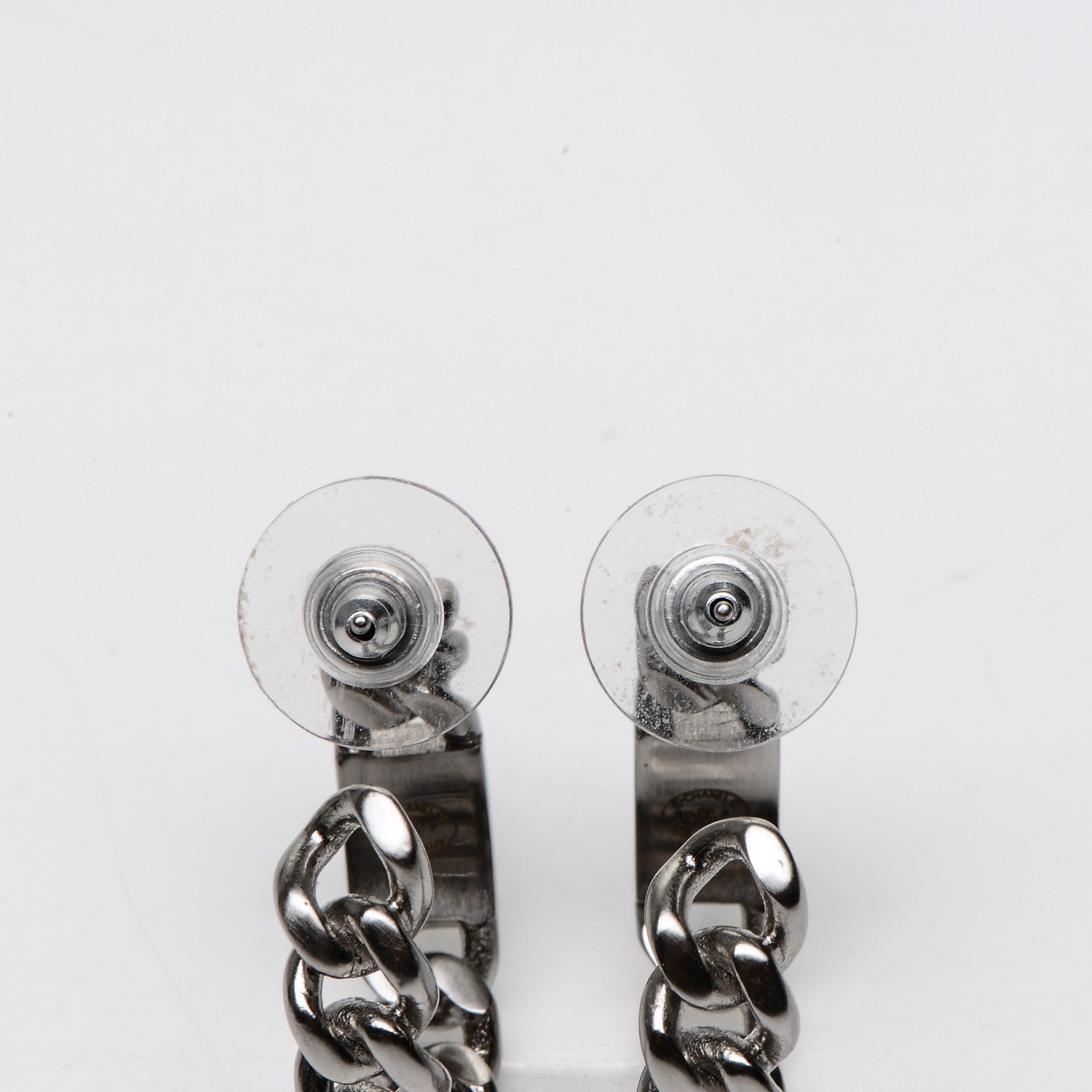 Chanel CC Chain Hoop Earrings Silver 3 of 4