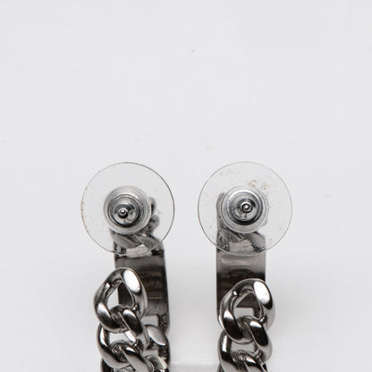 Chanel CC Chain Hoop Earrings Silver 3 of 4