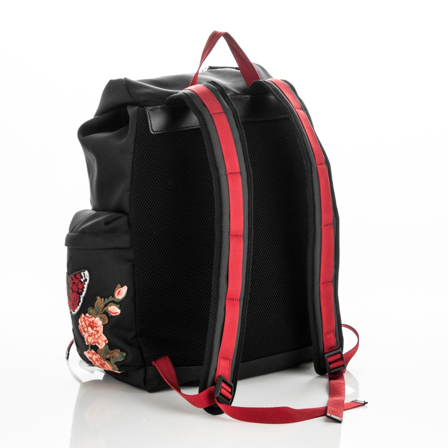 Gucci Nylon L'Aveugle Par Amour Embroidered Double Buckle Backpack Black 3 of 7