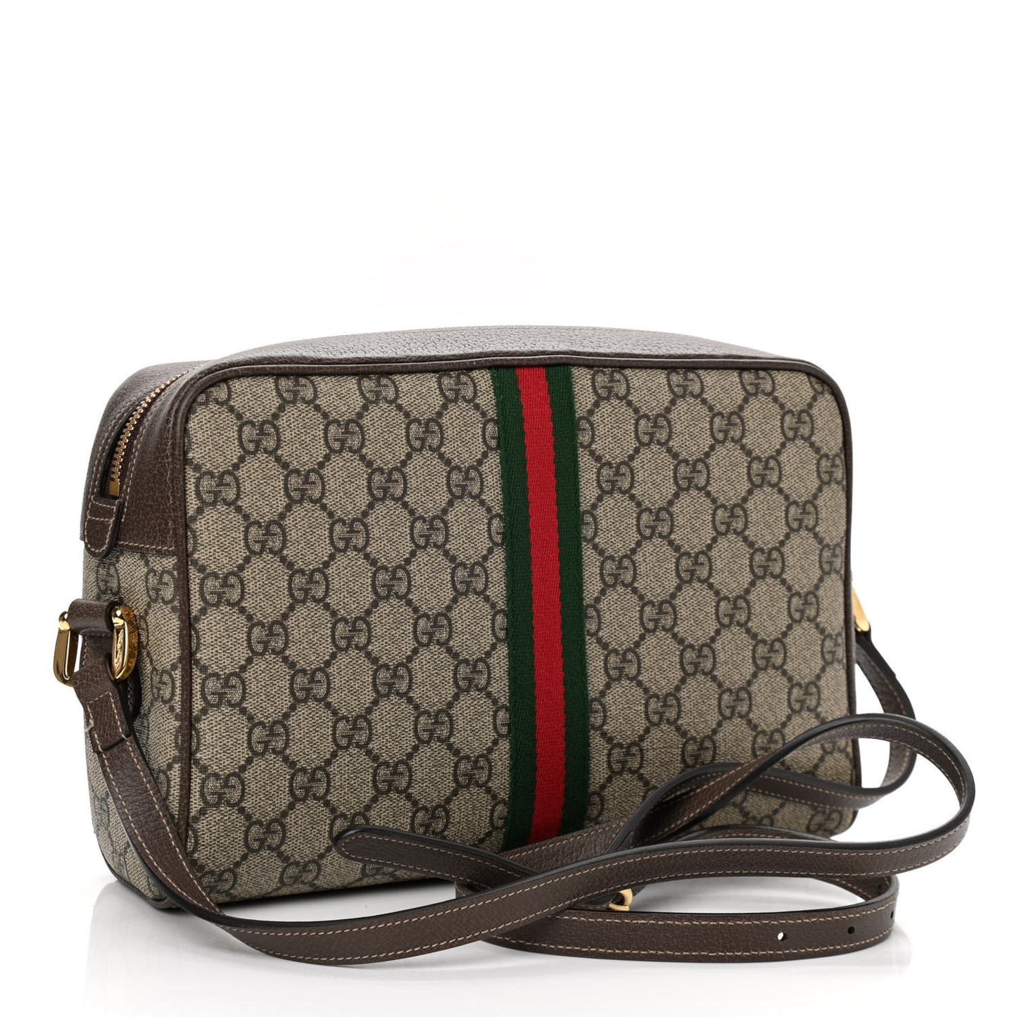 GG Supreme Monogram Web Small Ophidia Shoulder Bag Brown