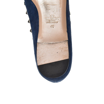 Valentino Garavani Suede Nappa Rockstud Ballerina Flats 40 Marine 11 of 12
