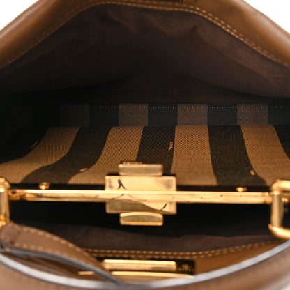 Fendi Vitello Seta Fabric Jacquard Pequin Medium Peekaboo Iconic Satchel Foresta Tobacco 6 of 15