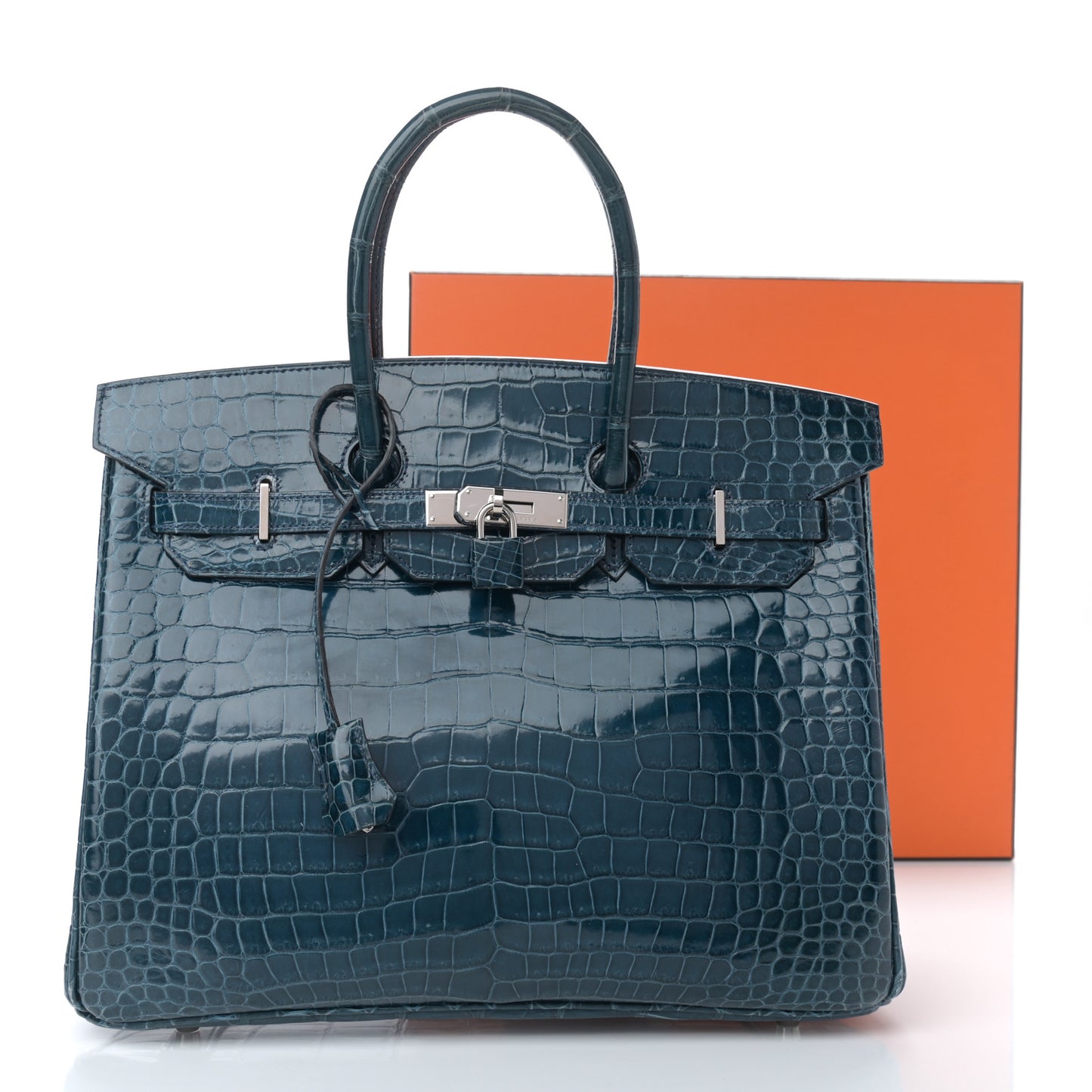 Shiny Porosus Crocodile Birkin 35 Bleu Roi