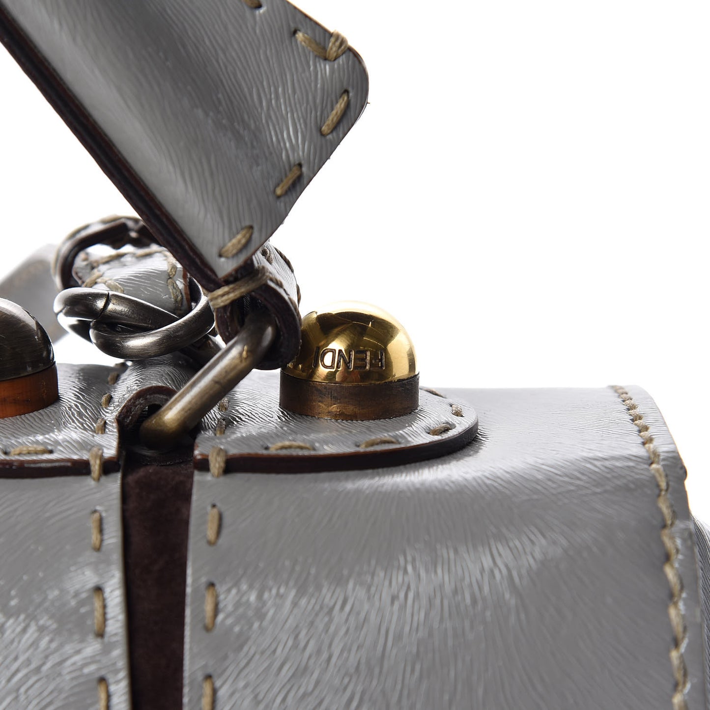 Glazed Calfskin Secret Code Satchel Grey