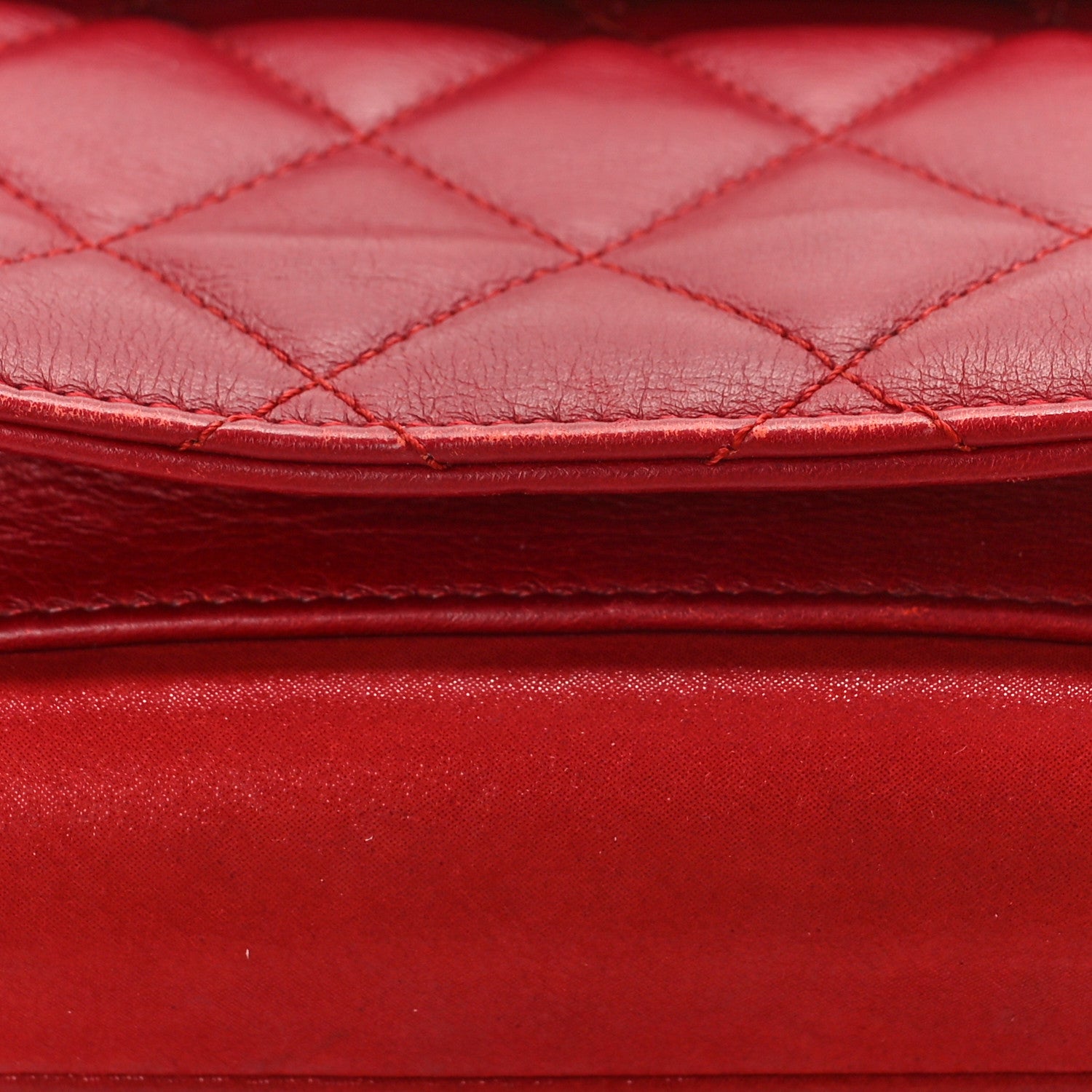Chanel Lambskin Quilted Square Front Pocket Clutch With Chain Red 10 of 15