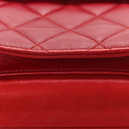 Chanel Lambskin Quilted Square Front Pocket Clutch With Chain Red 10 of 15
