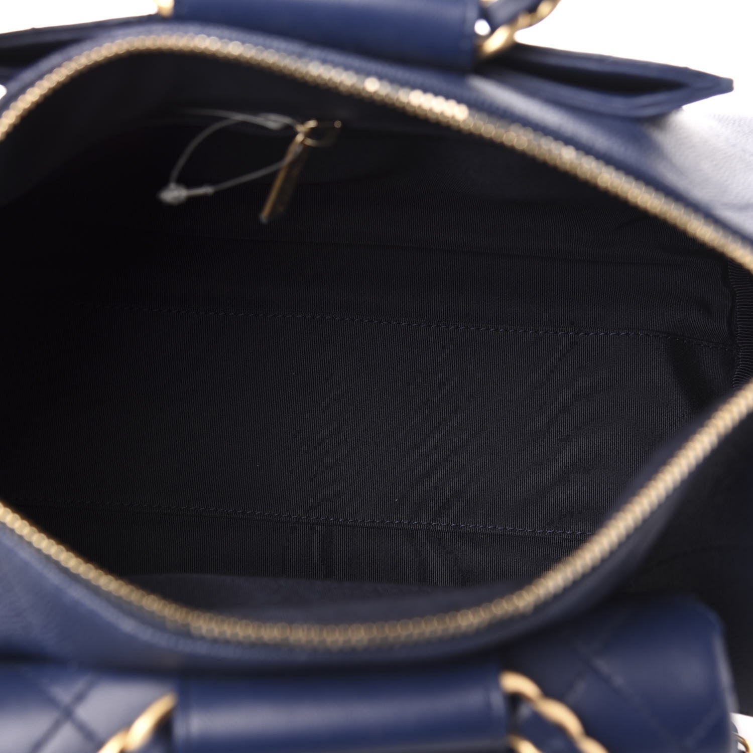 Chanel Grained Calfskin Lambskin Quilted Large Bowling Bag Blue 6 of 11