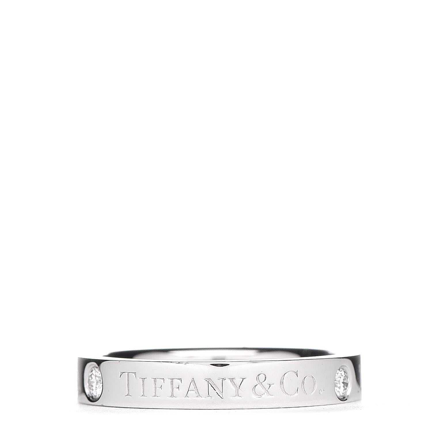 Tiffany Platinum Diamond Logo Band Ring 47 4 3 of 4