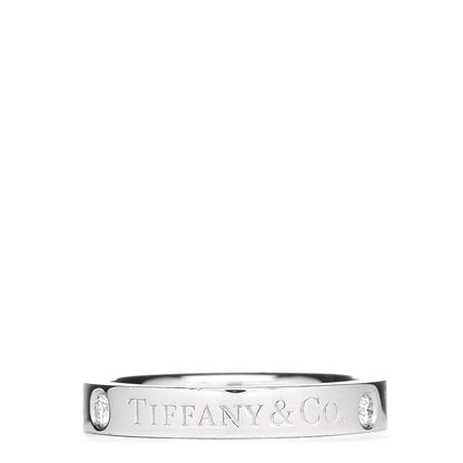 Tiffany Platinum Diamond Logo Band Ring 47 4 3 of 4