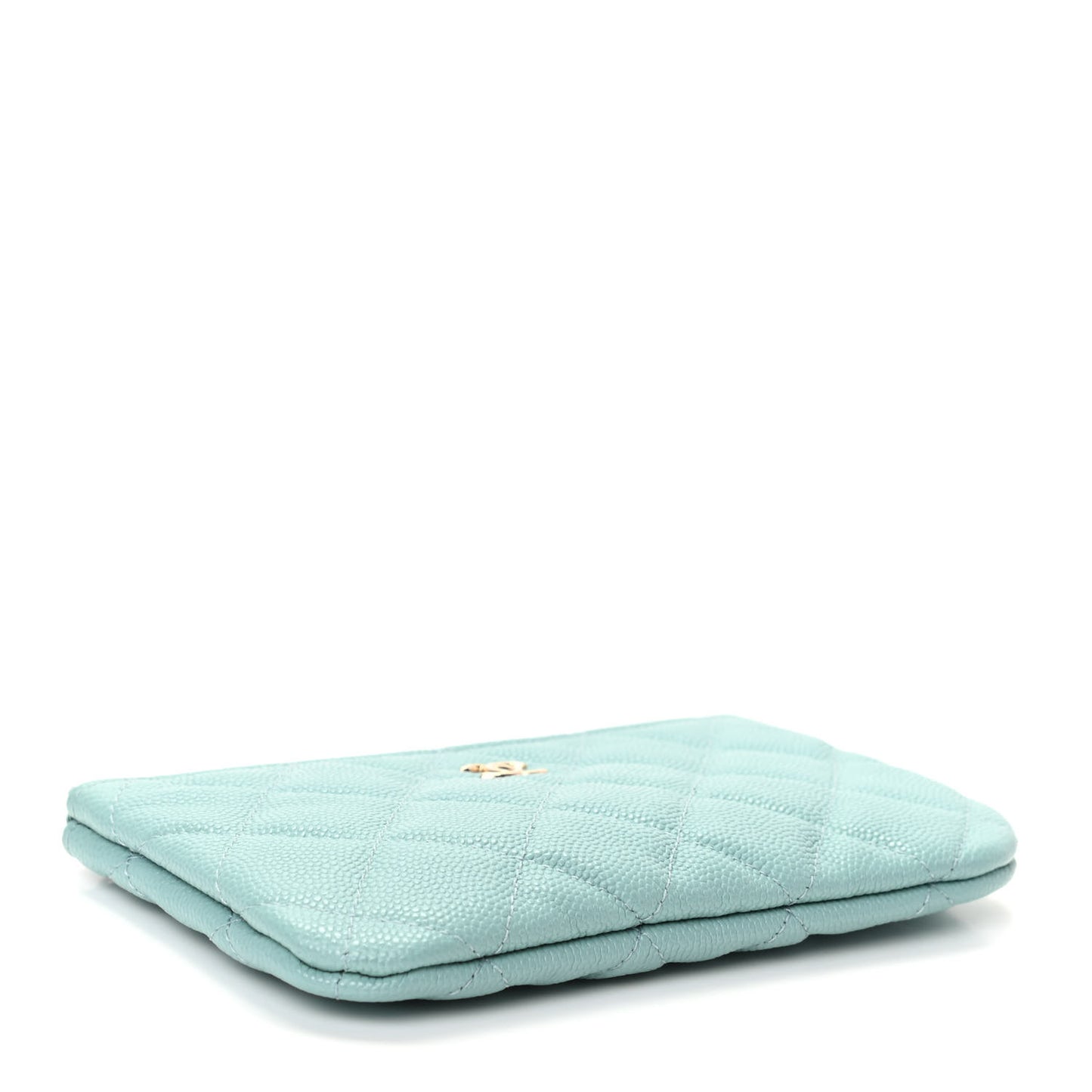 Caviar Quilted Small Cosmetic Case Light Blue
