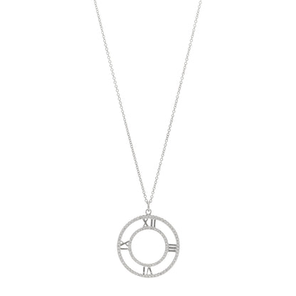 Tiffany 18K White Gold Diamond Medium Atlas Open Pave Pendant Necklace 1 of 5