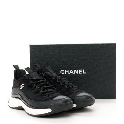 Chanel Velvet Calfskin Mixed Fibers CC Sneakers 41 Black 10 of 10
