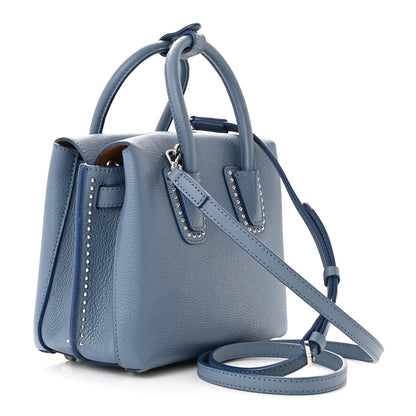 MCM Grained Calfskin Studded Mini Milla Tote Luft Blue 3 of 10