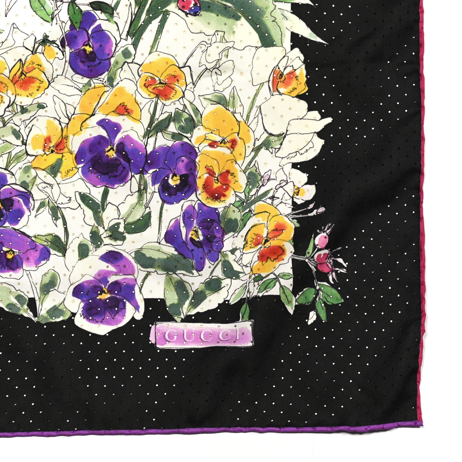 Gucci Silk Flora Infinity Chrissy Square Scarf White Black 2 of 5