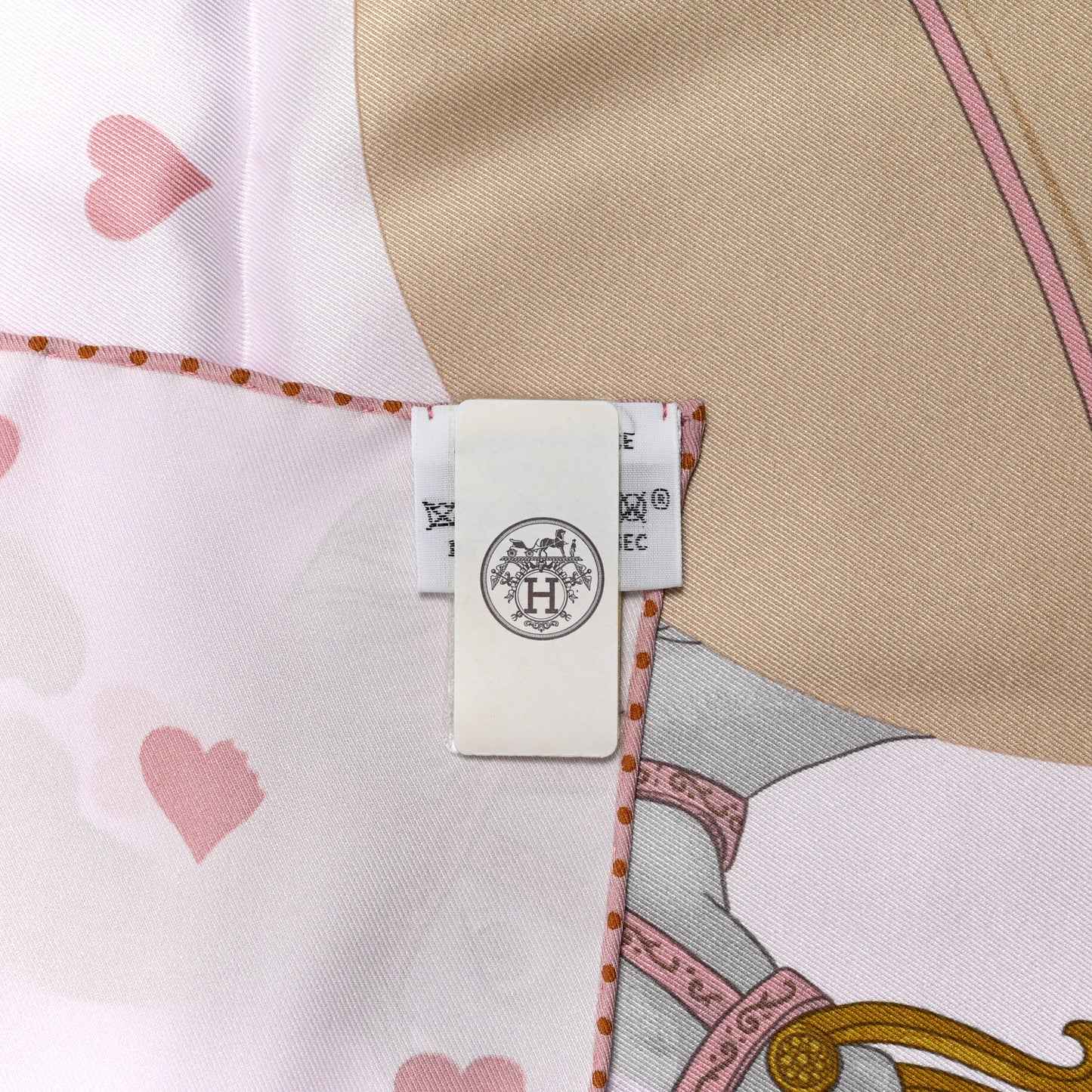 Silk Hermes Tea Time Scarf 70 Rose Pale Beige