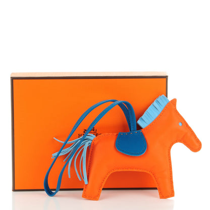 Hermes Milo Lambskin Grigri Rodeo Horse Bag Charm MM Feu Celeste Bleu Izmir 4 of 4