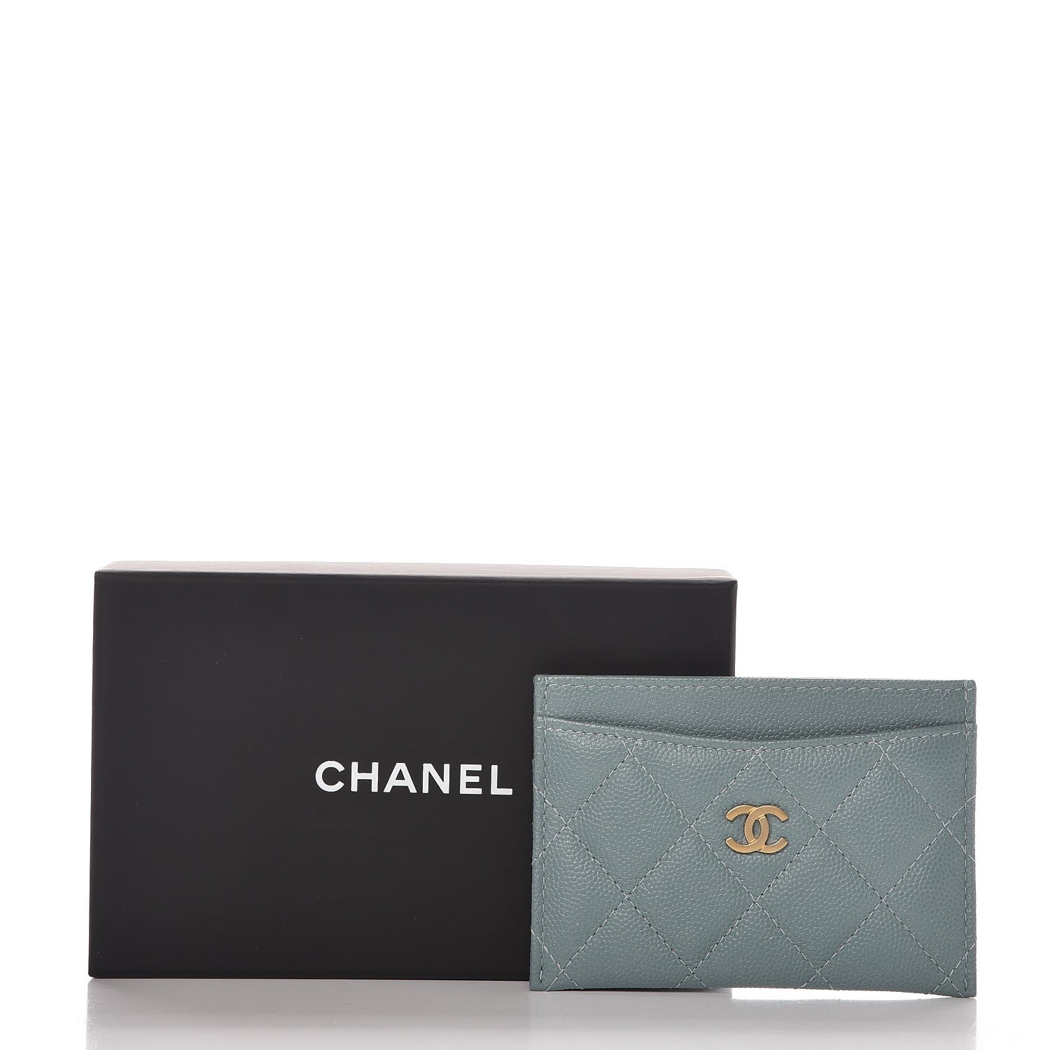 Chanel Iridescent Caviar Quilted Card Holder Light Blue 9 of 10