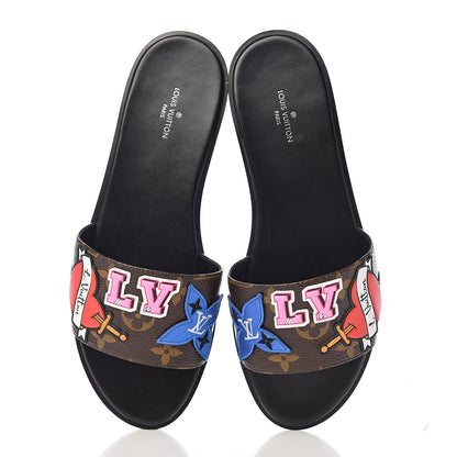 Louis Vuitton Calfskin Monogram Heart Flat Mules 37 Cacao 9 of 9