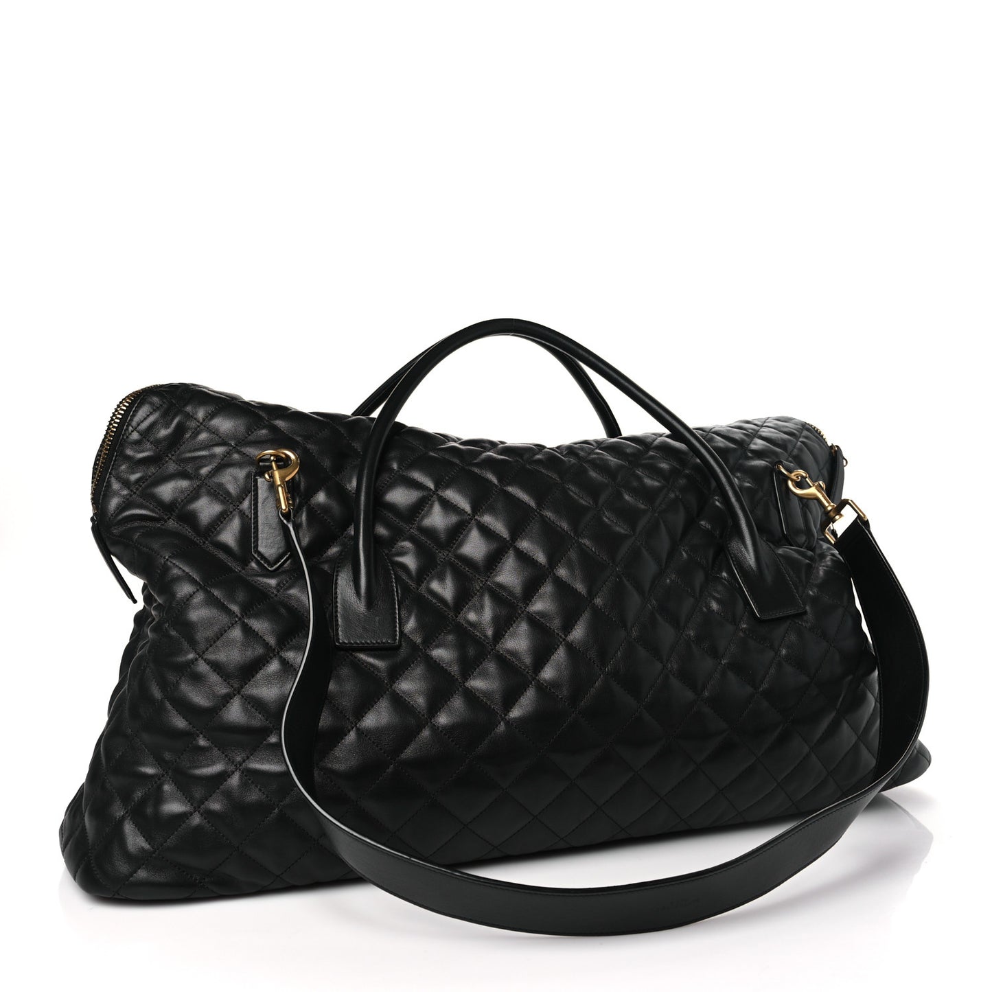 Calfskin Quilted ES Giant Travel Bag Black