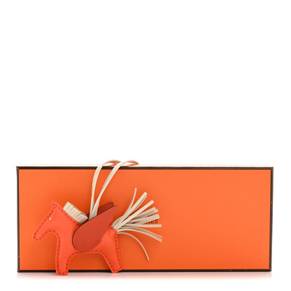Hermes Milo Lambskin Grigri Rodeo Pegase Horse Bag Charm PM Orange Poppy Craie Terre Battue 6 of 6