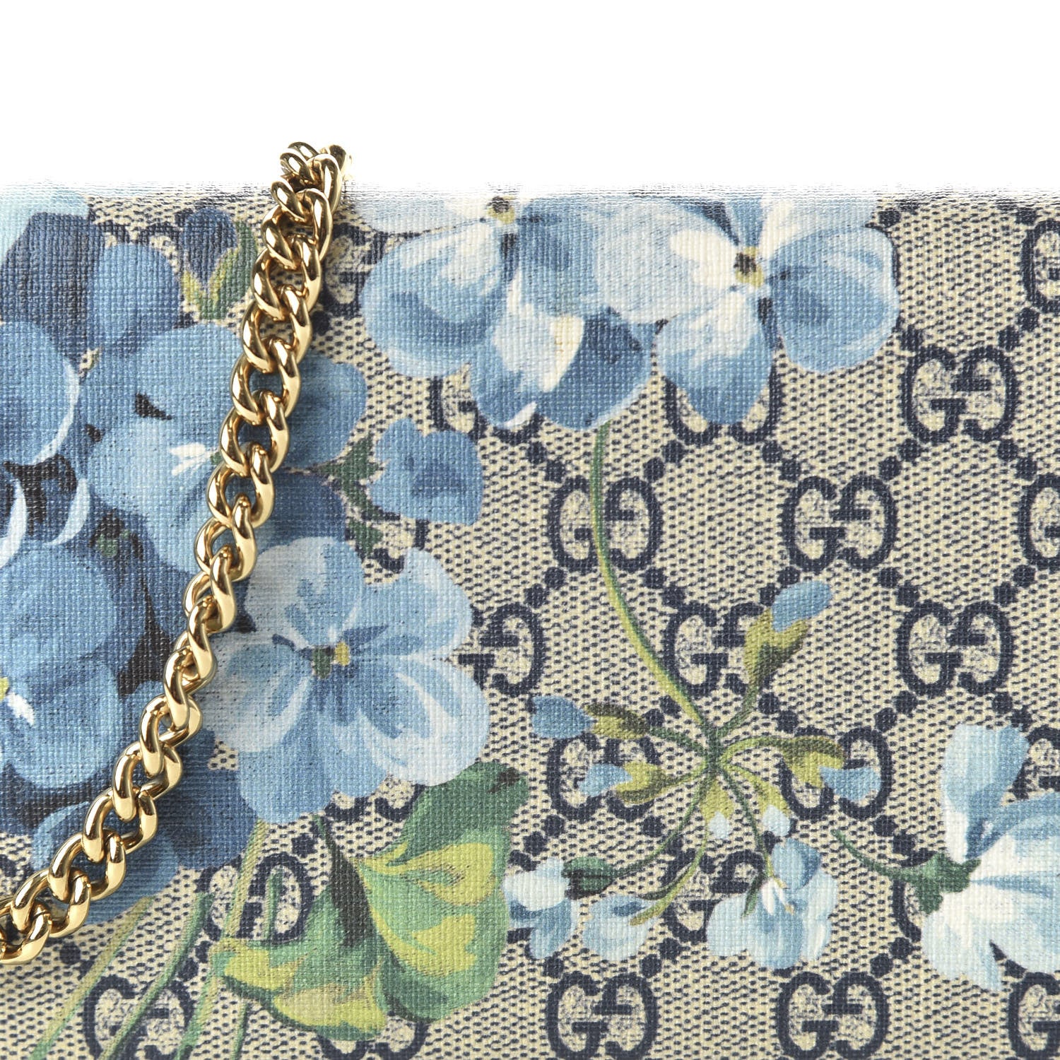 Gucci GG Supreme Monogram Blooms Chain Wallet Blue 9 of 9