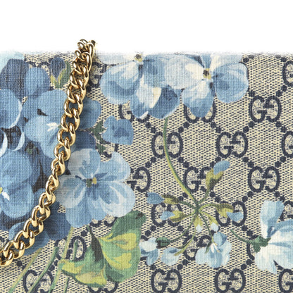 Gucci GG Supreme Monogram Blooms Chain Wallet Blue 9 of 9
