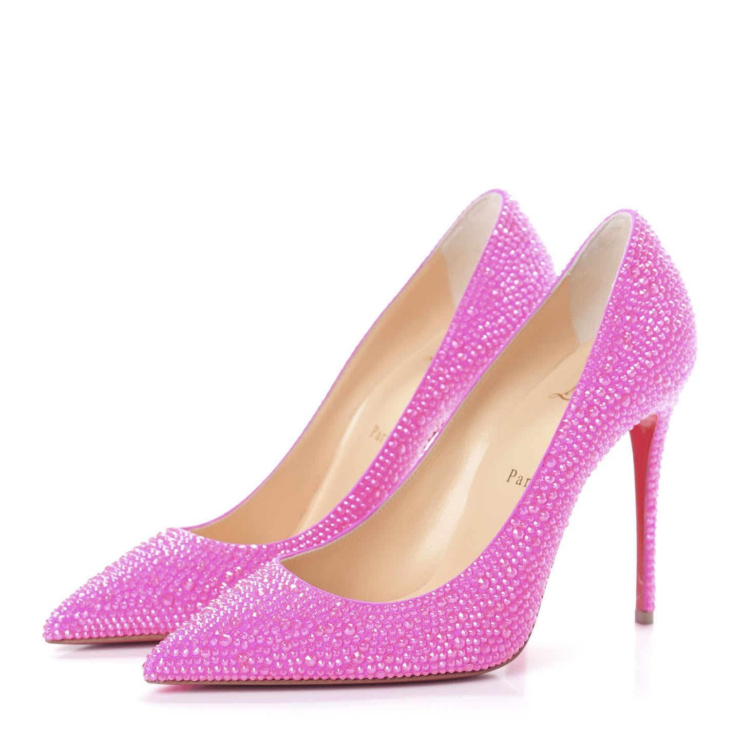 Veau Velours Strass Kate 100 Pumps 38.5 Diva Pink Fluo