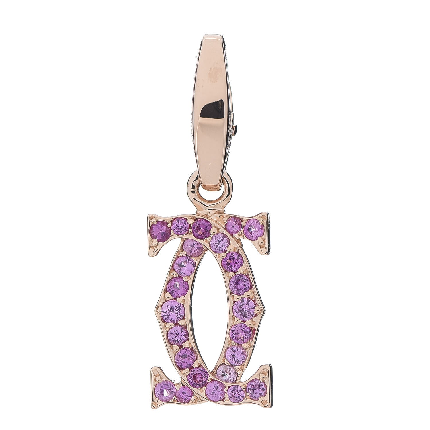 Cartier 18K Pink Gold Pink Sapphire Logo Charm 1 of 3