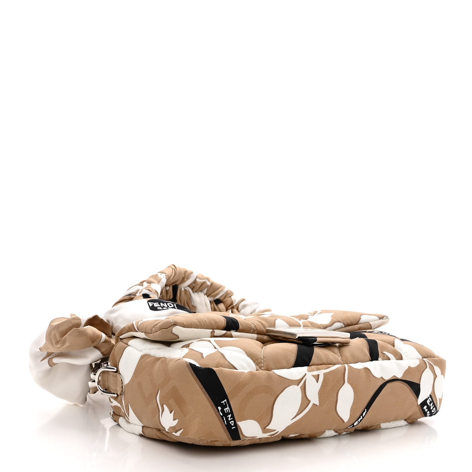 Fendi Seta Logo Rosa Scarf Baguette Beige Amido White 4 of 9