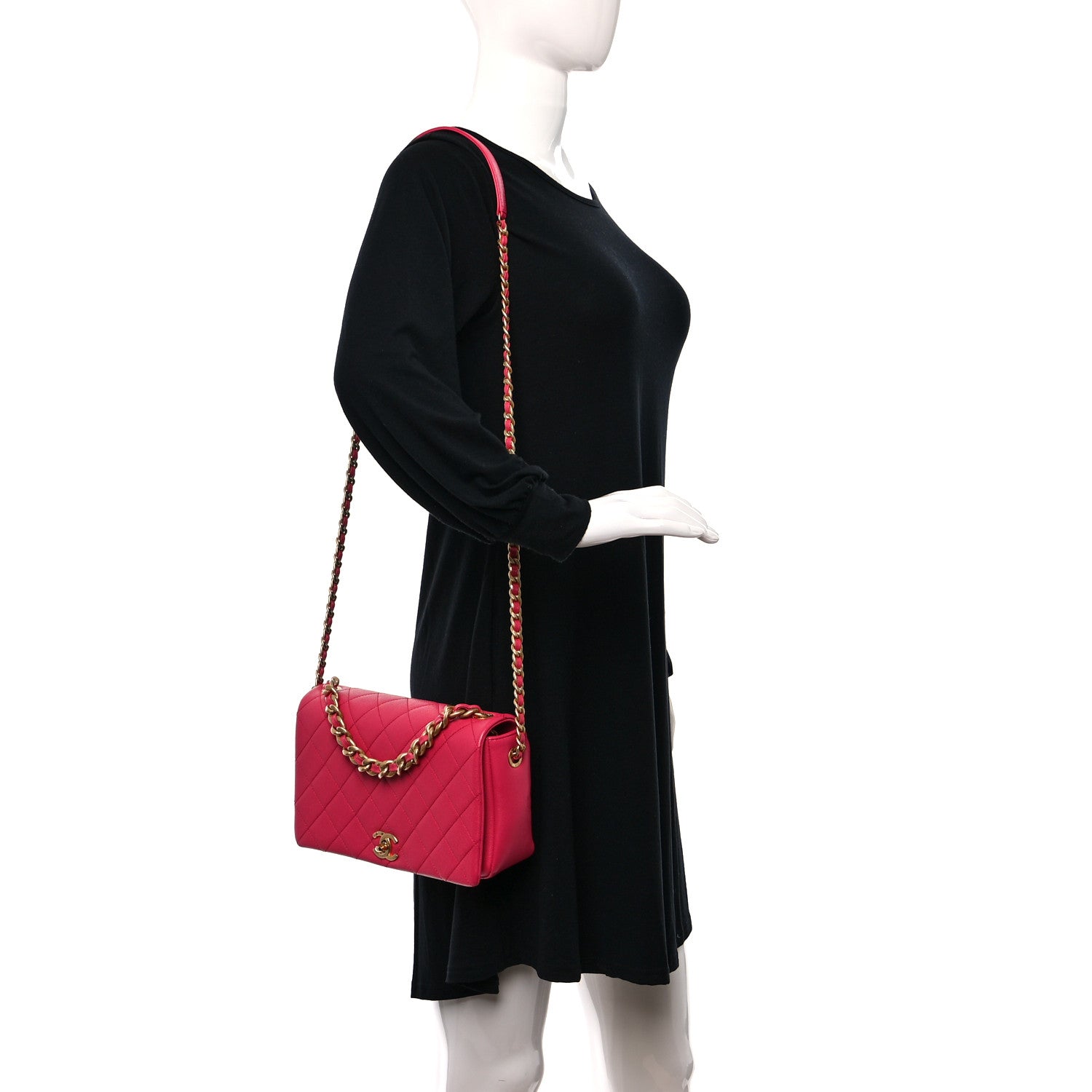 Chanel Caviar Quilted Medium Fashion Therapy Flap Bag Pink 2 of 9