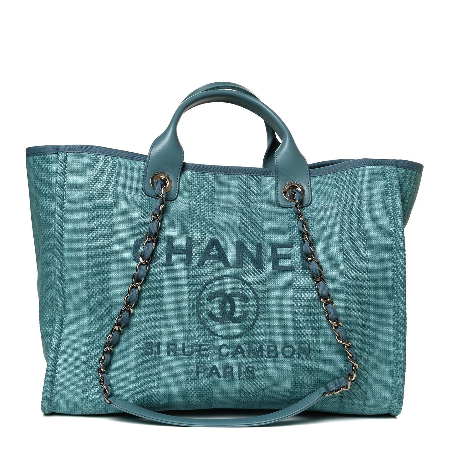 Mixed Fibers Striped Medium Deauville Tote Blue