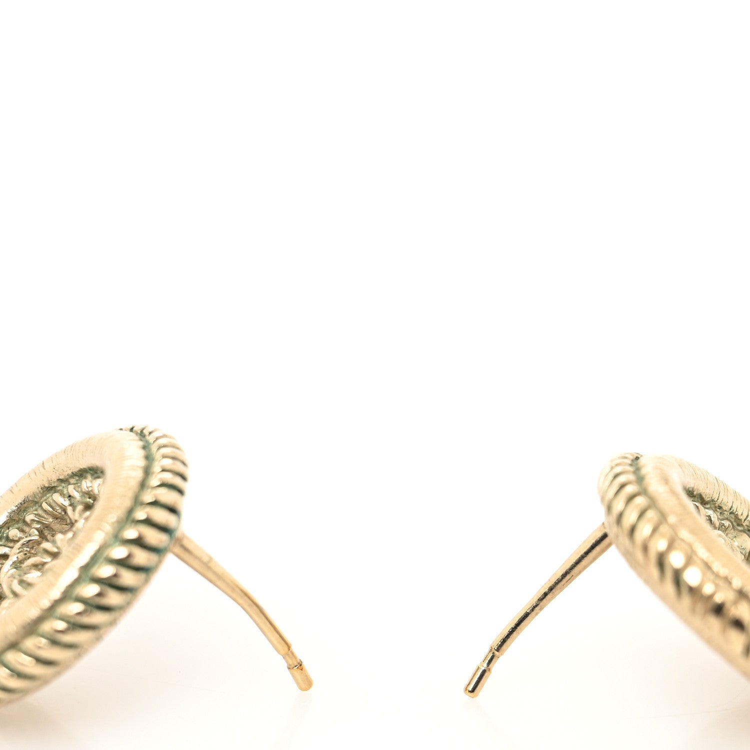 Chanel CC Round Rope Earrings Gold 3 of 4