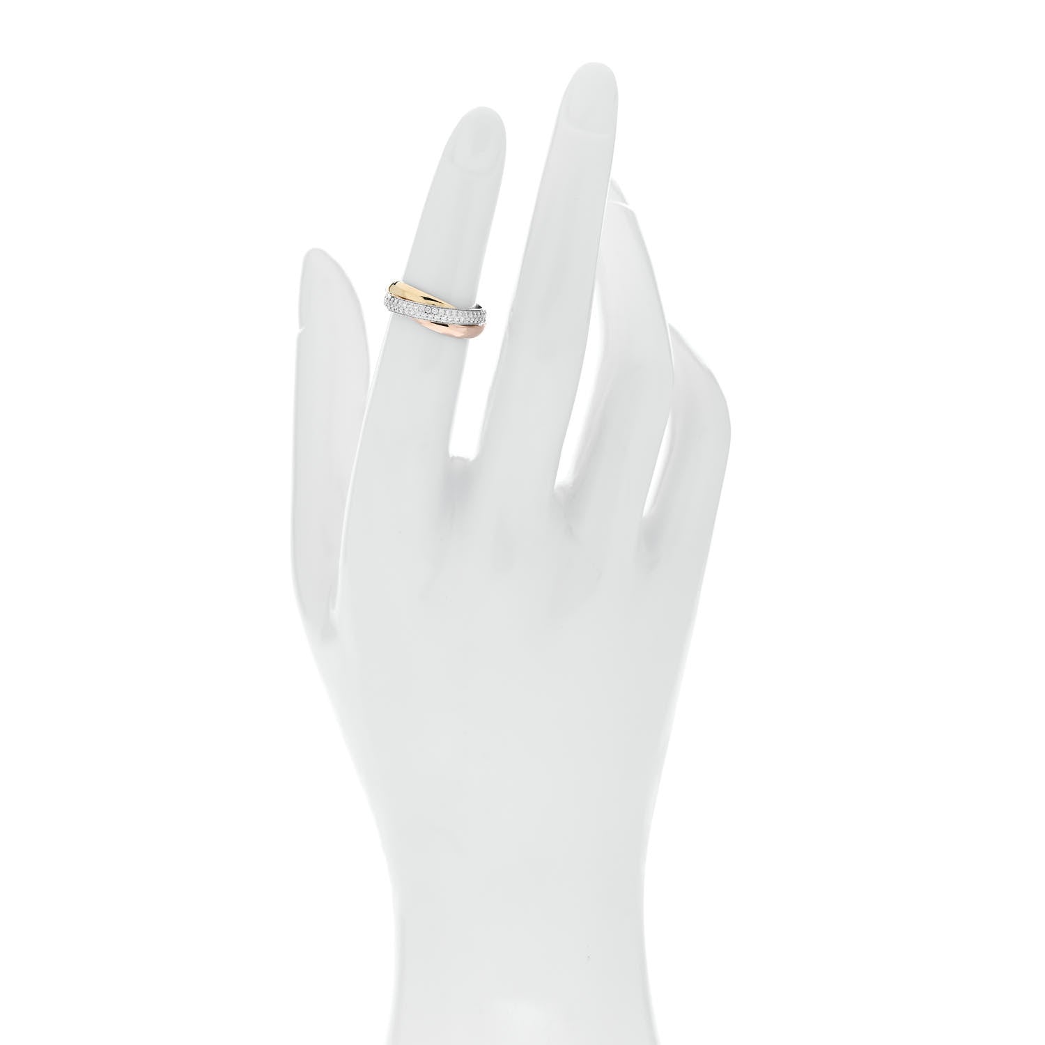 Cartier 18K White Yellow Pink Gold Diamond Small Trinity Paved Ring 47 4 2 of 5