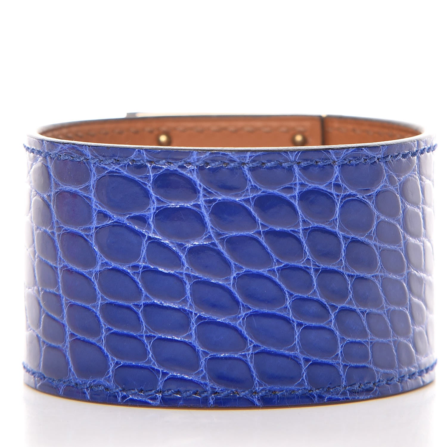Hermes Shiny Alligator Kelly Dog Cuff Bleu Electrique 3 of 6