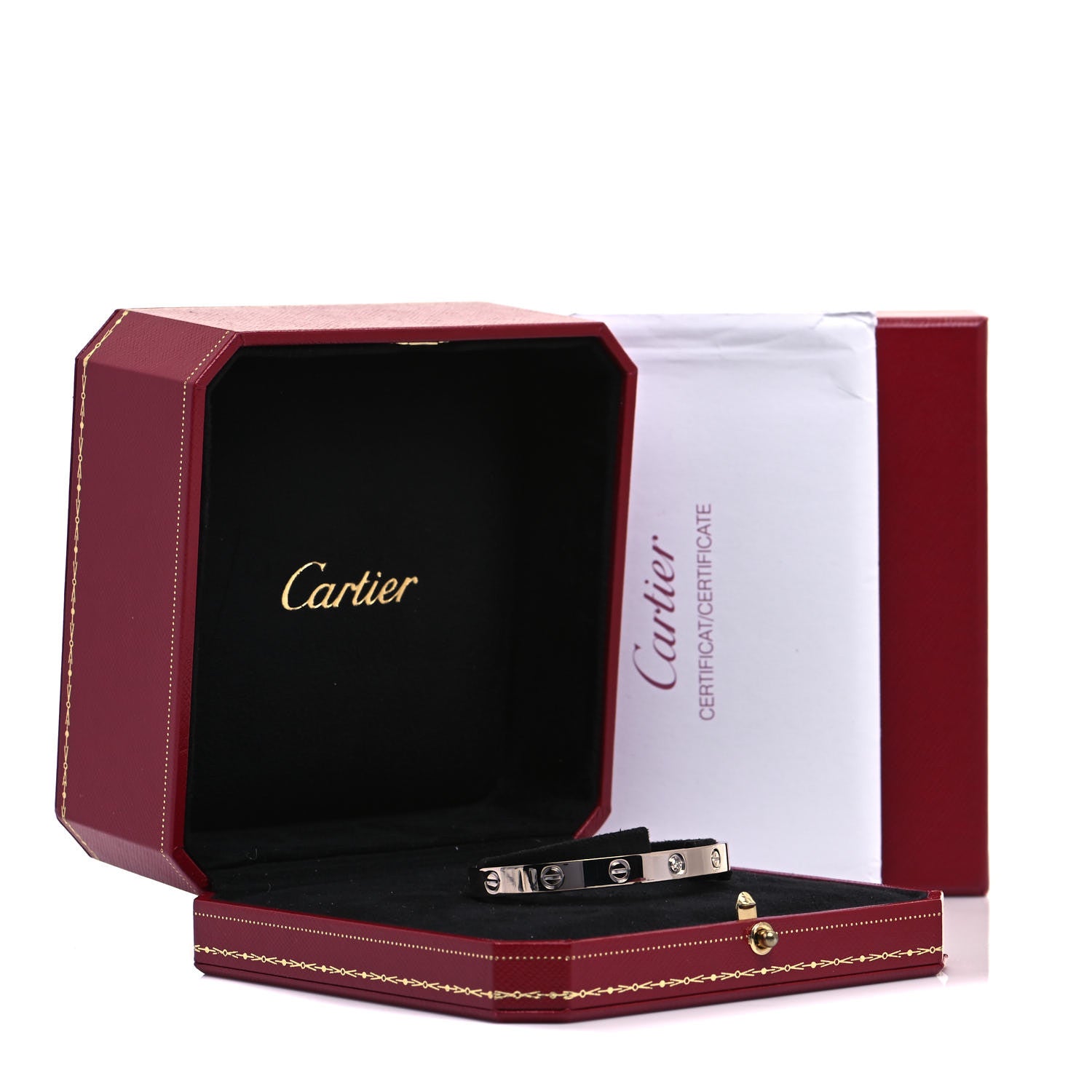 Cartier 18K White Gold 1 Diamond LOVE Cuff Bracelet 17 5 of 5