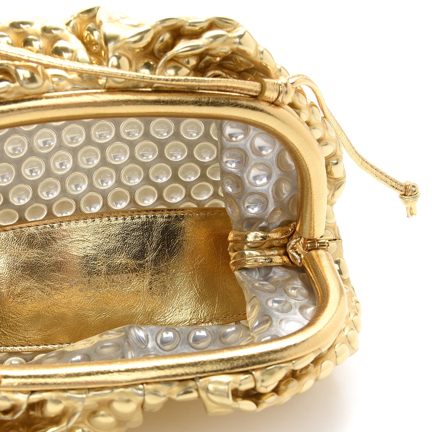 Bottega Veneta Metallic Fabric Bubble Wrap The Mini Pouch Gold 5 of 8