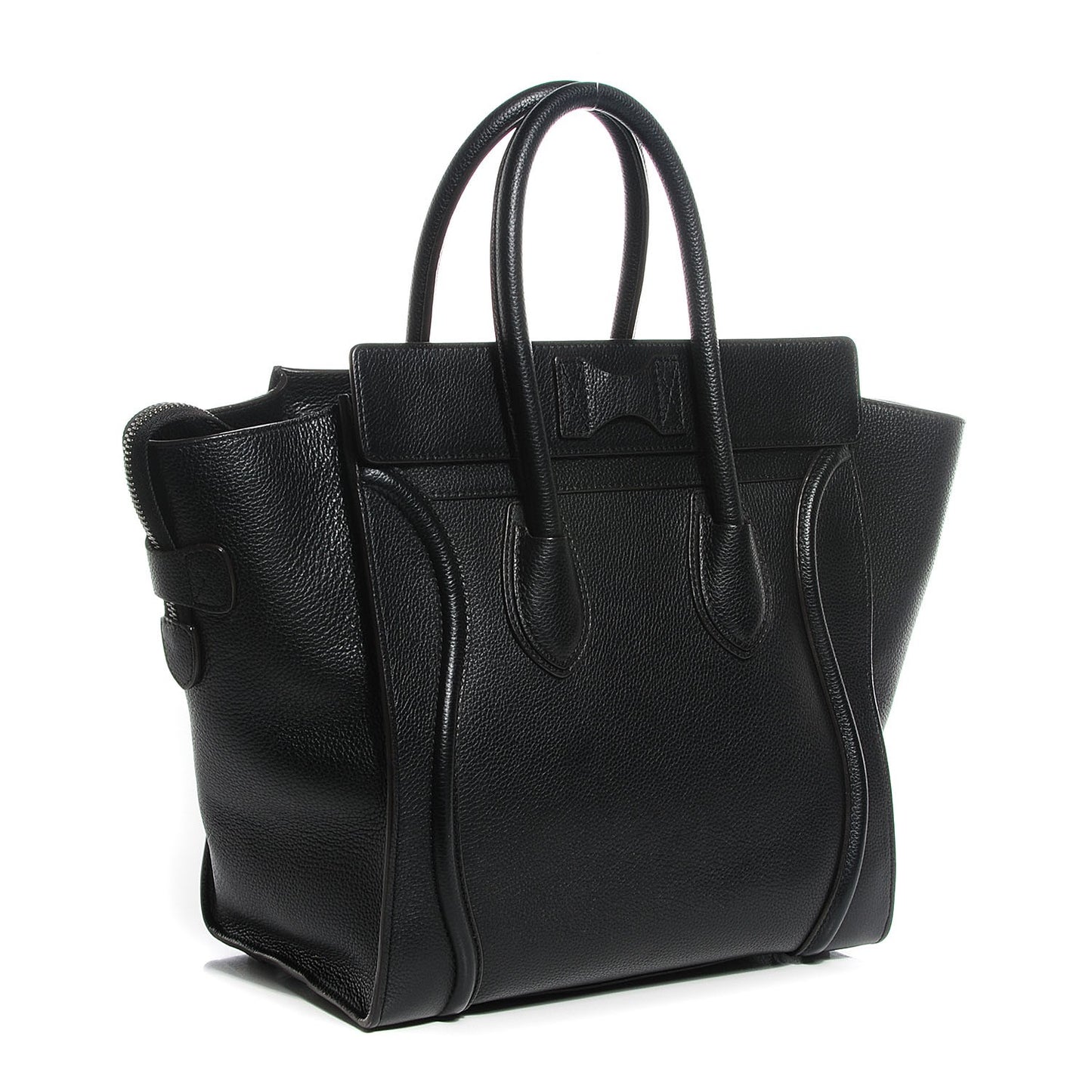 Drummed Calfskin Mini Luggage Black