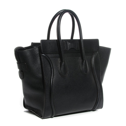 Celine Drummed Calfskin Mini Luggage Black 3 of 7