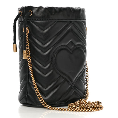 Gucci Calfskin Matelasse Mini GG Marmont 2.0 Bucket Bag Black 3 of 10