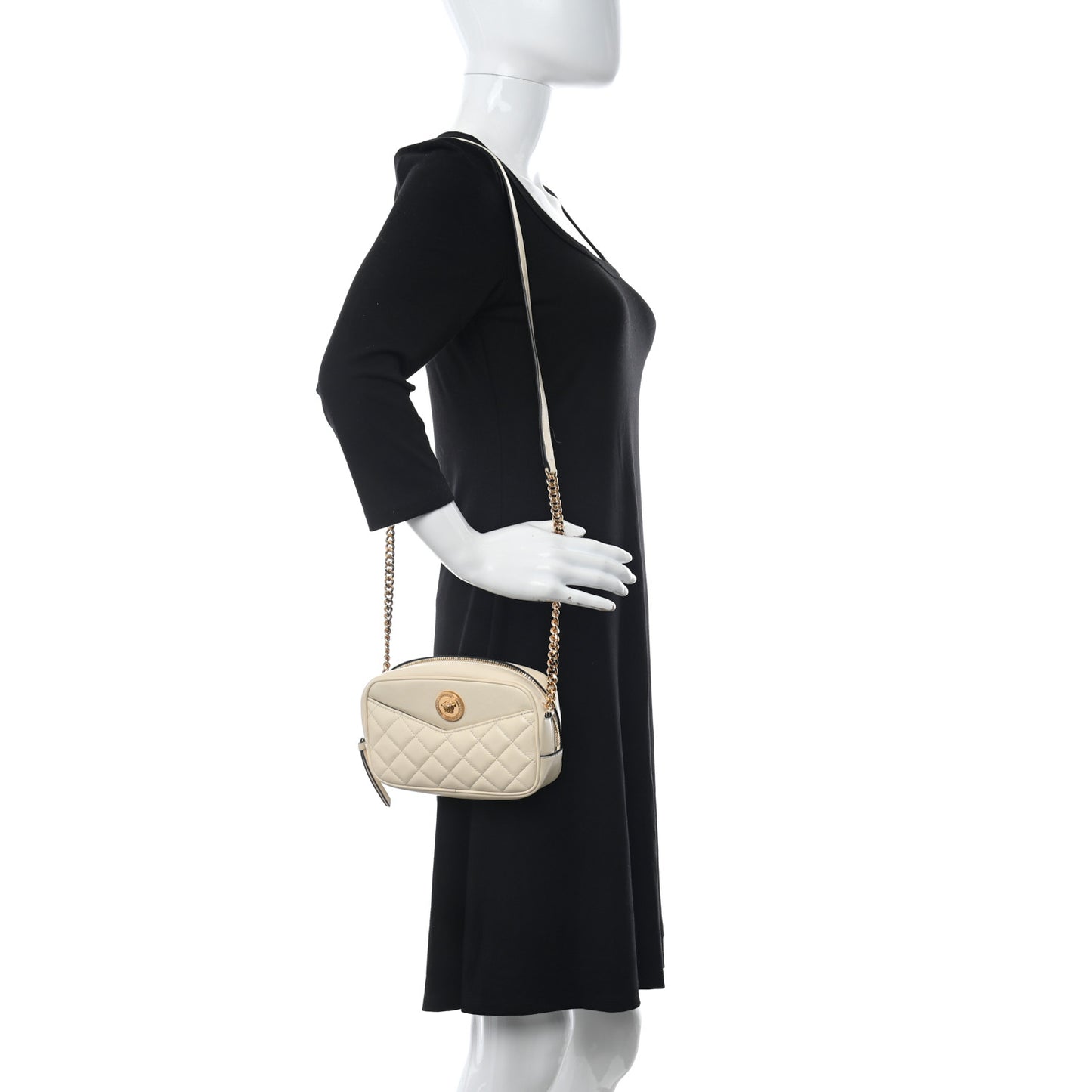 Nappa Quilted La Medusa Camera Bag Off White