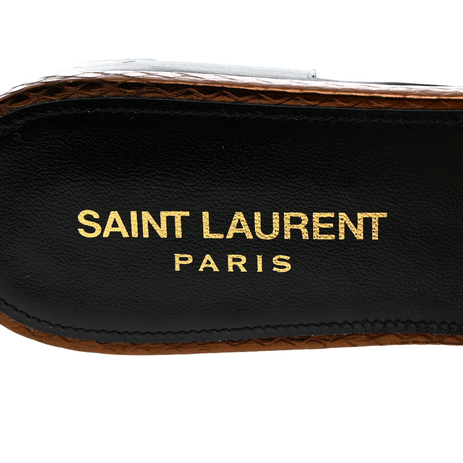 Saint Laurent Metallic Snakeskin Tribute 05 Slide Sandals 37.5 Kanyon Bronze 6 of 9
