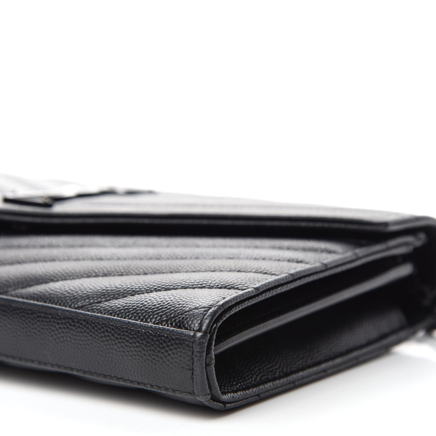 Grain De Poudre Matelasse Chevron Monogram Chain Wallet Black