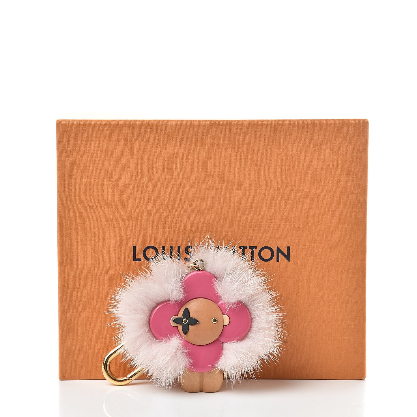Resin Wood Mink Fur Vivienne Bag Charm Key Holder Pink