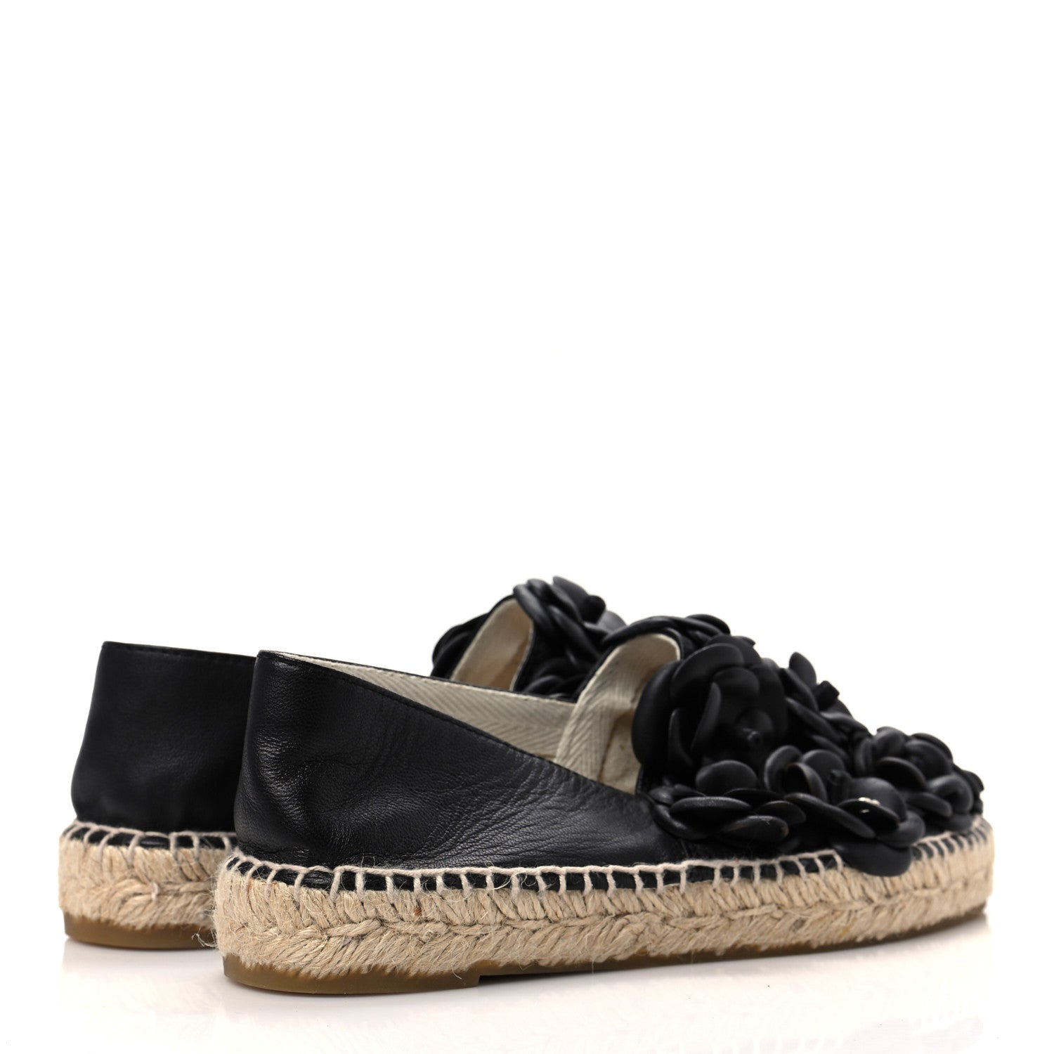 Chanel Lambskin Camellia CC Espadrilles 37 Black 4 of 7
