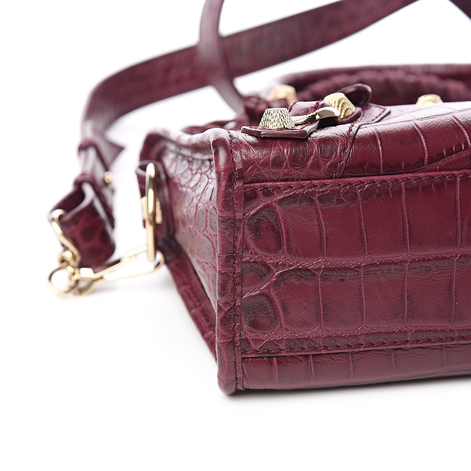 Balenciaga Calfskin Crocodile Embossed Giant 12 Gold Hardware Mini City Violet Prune 8 of 10