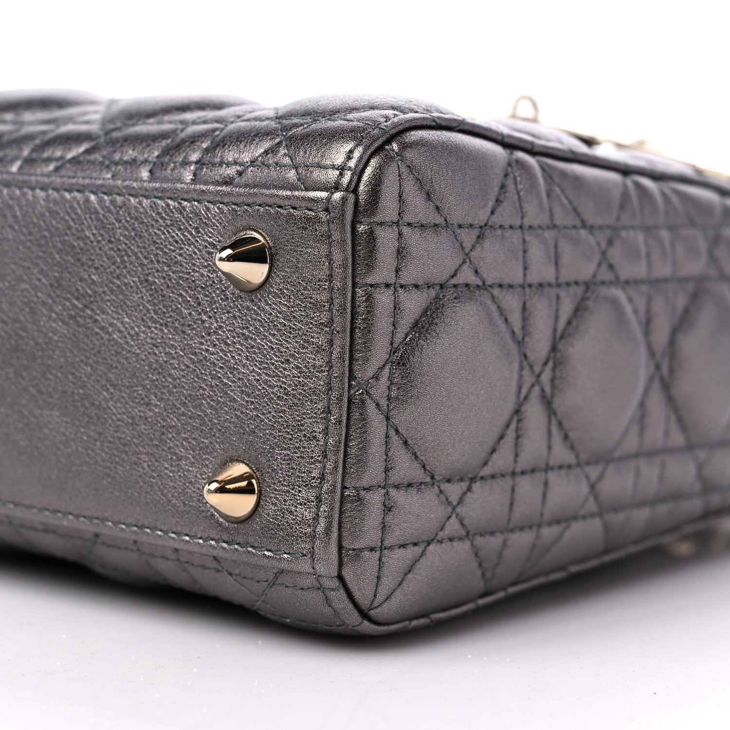 Christian Dior Lambskin Cannage Small My ABCDior Lady Dior Metallic Grey 8 of 11